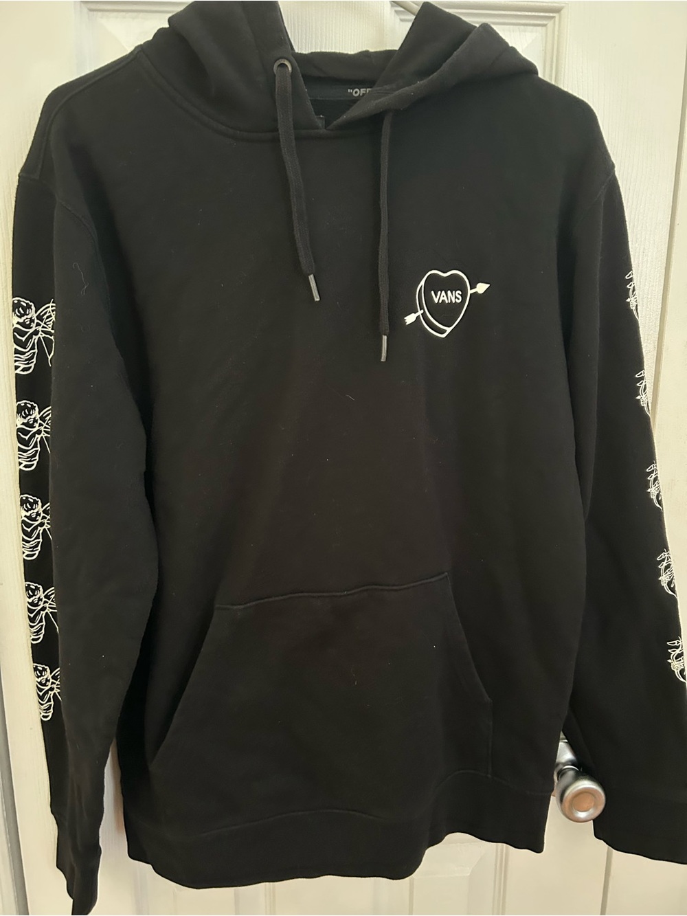 Vans Black Hoodie with White Heart Arrow Logo